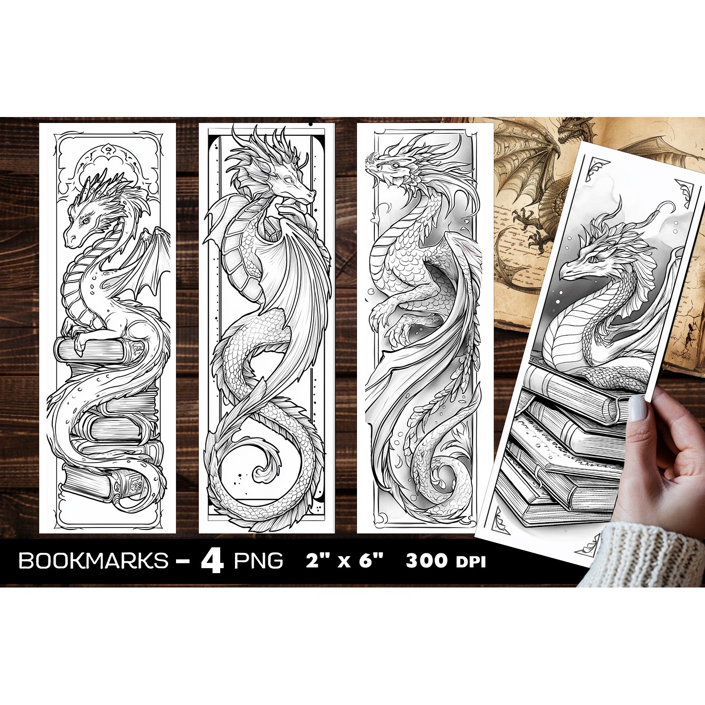 Dragons coloring bookmark, dragon coloring page bookmark (8)