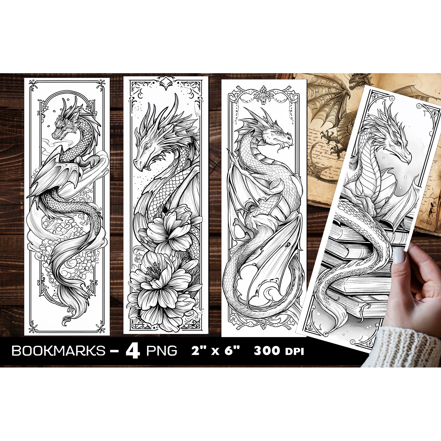 Dragons coloring bookmark, dragon coloring page bookmark (9)