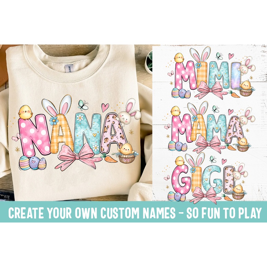 Easter Doodle Alphabet PNG 11 font styles and clipart 3