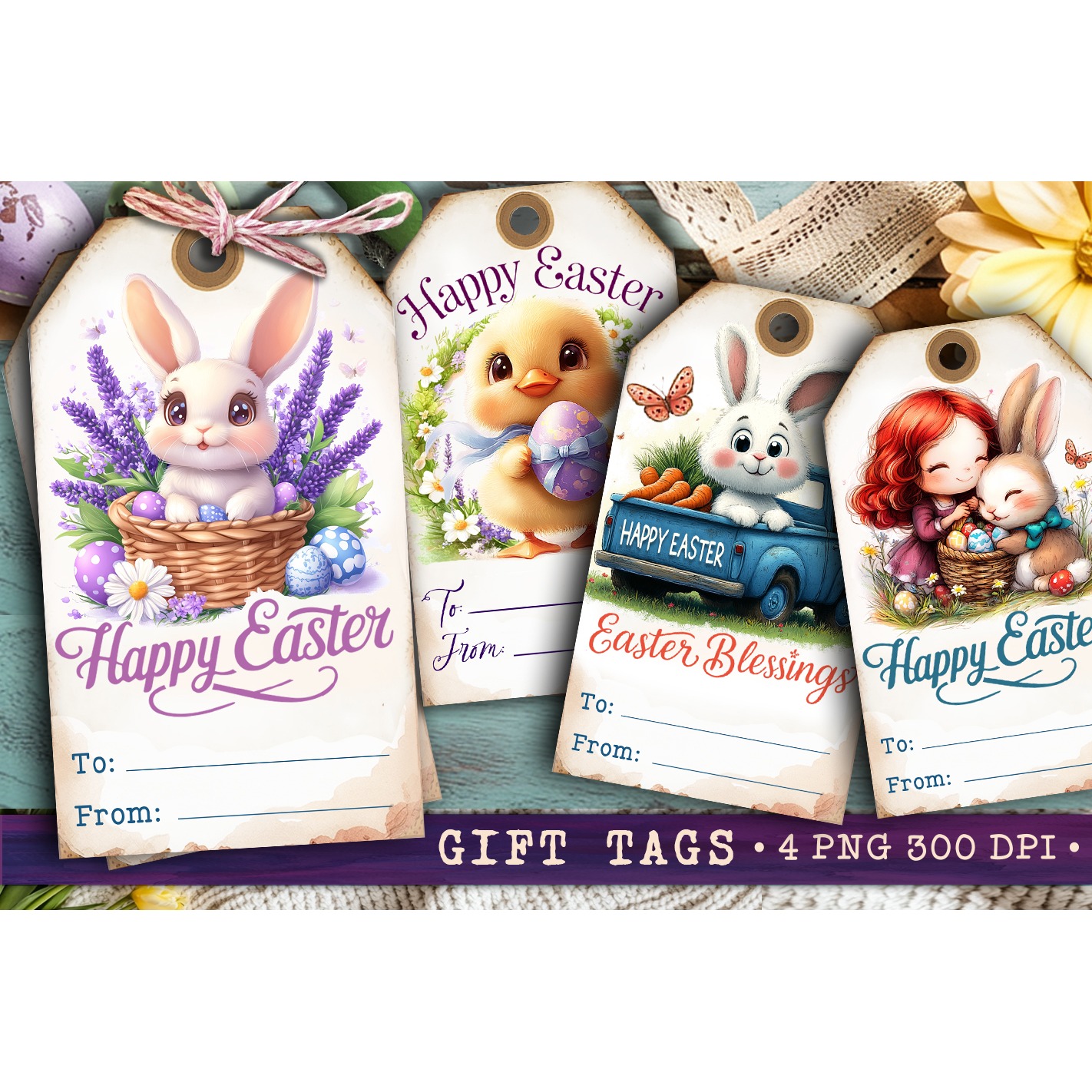 Easter Gift Tags, Easter labels, Bunny label tags