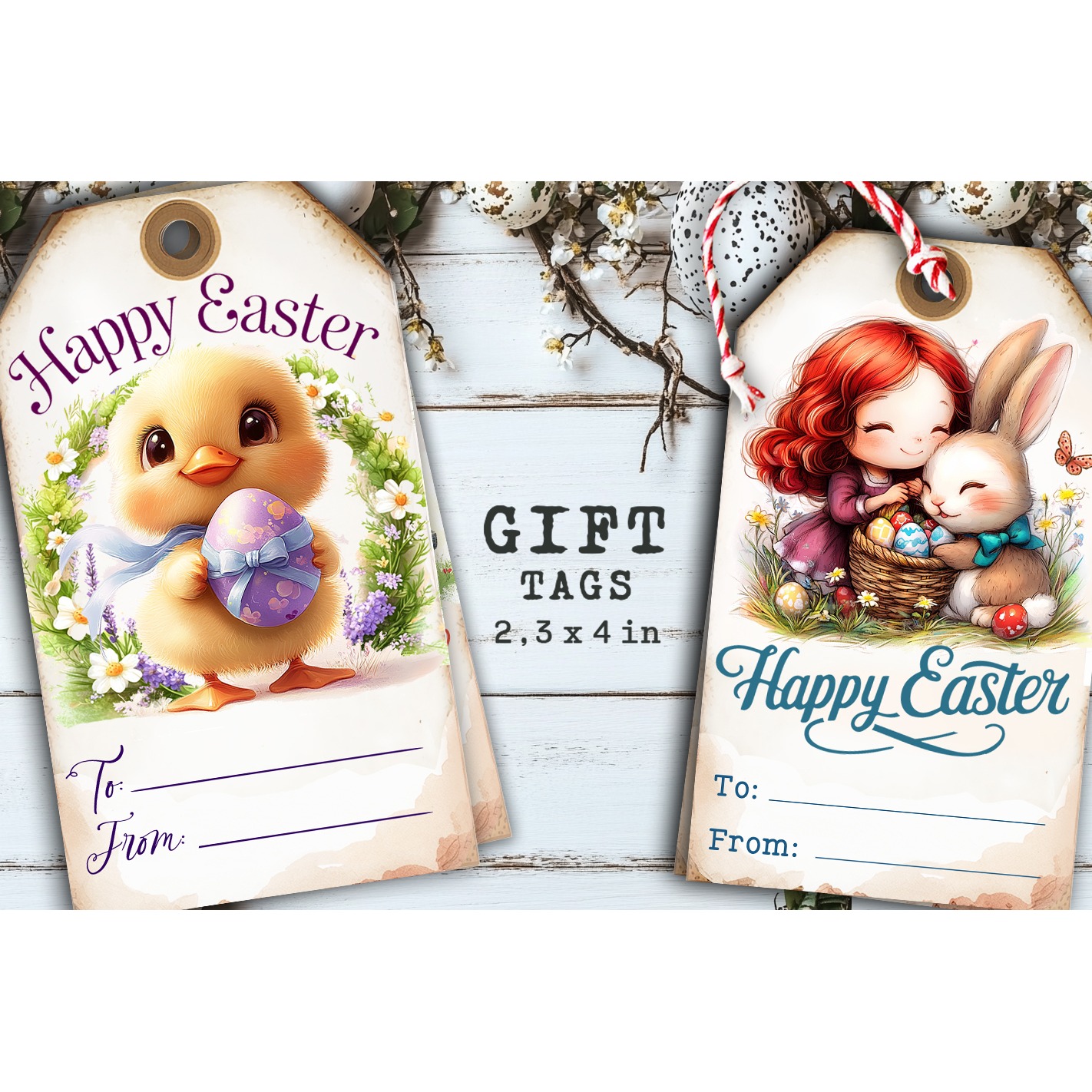 Easter Gift Tags, Easter labels, Bunny label tags 2