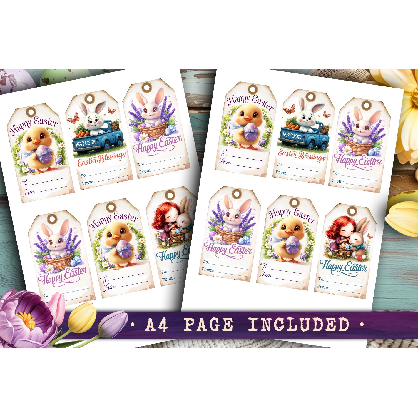 Easter Gift Tags, Easter labels, Bunny label tags 3