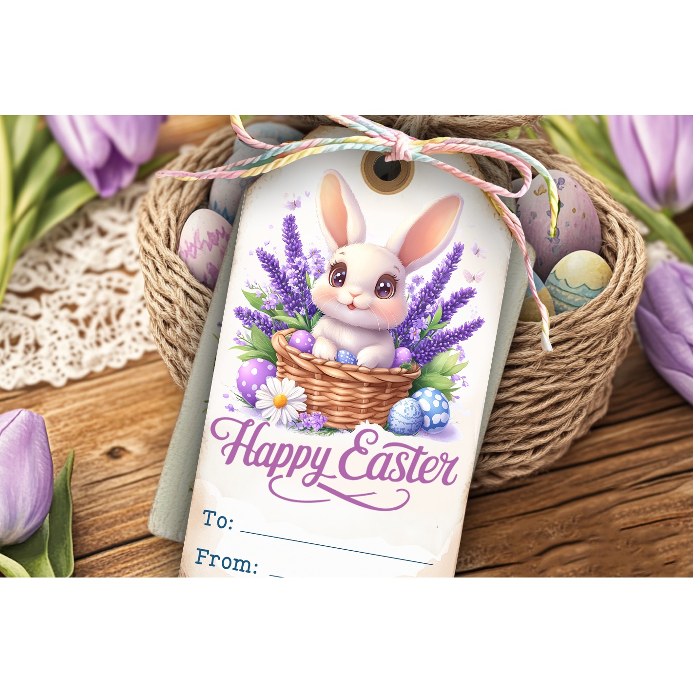 Easter Gift Tags, Easter labels, Bunny label tags 4