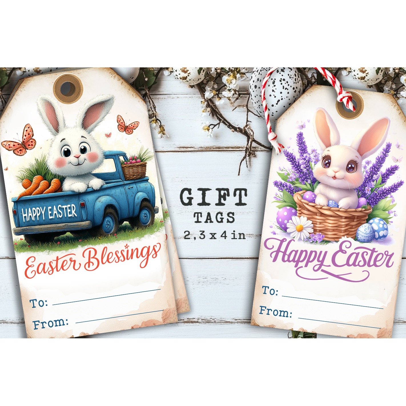 Easter Gift Tags, Easter labels, Bunny label tags 5