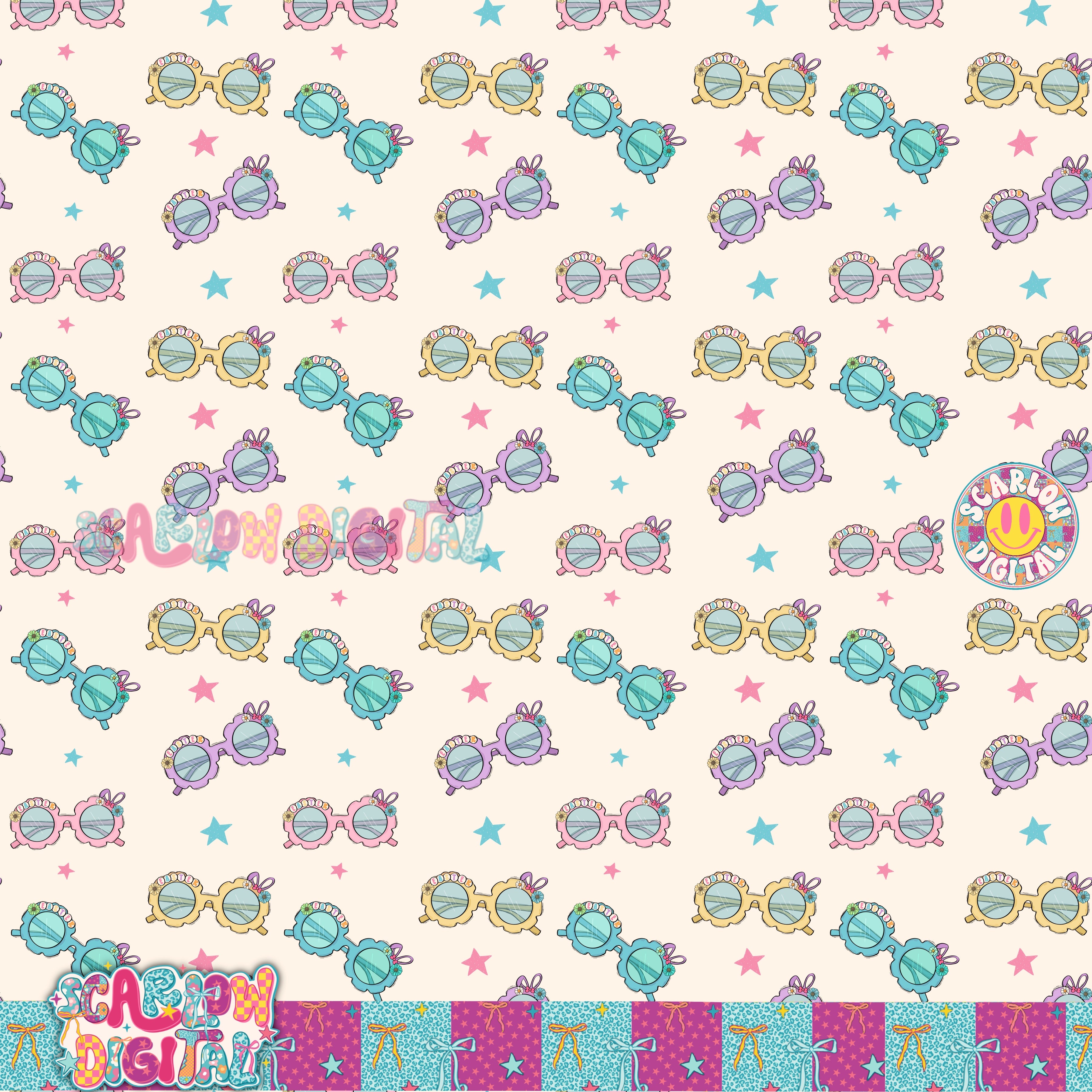 Easter Glasses Seamless Pattern Digital Design 3
