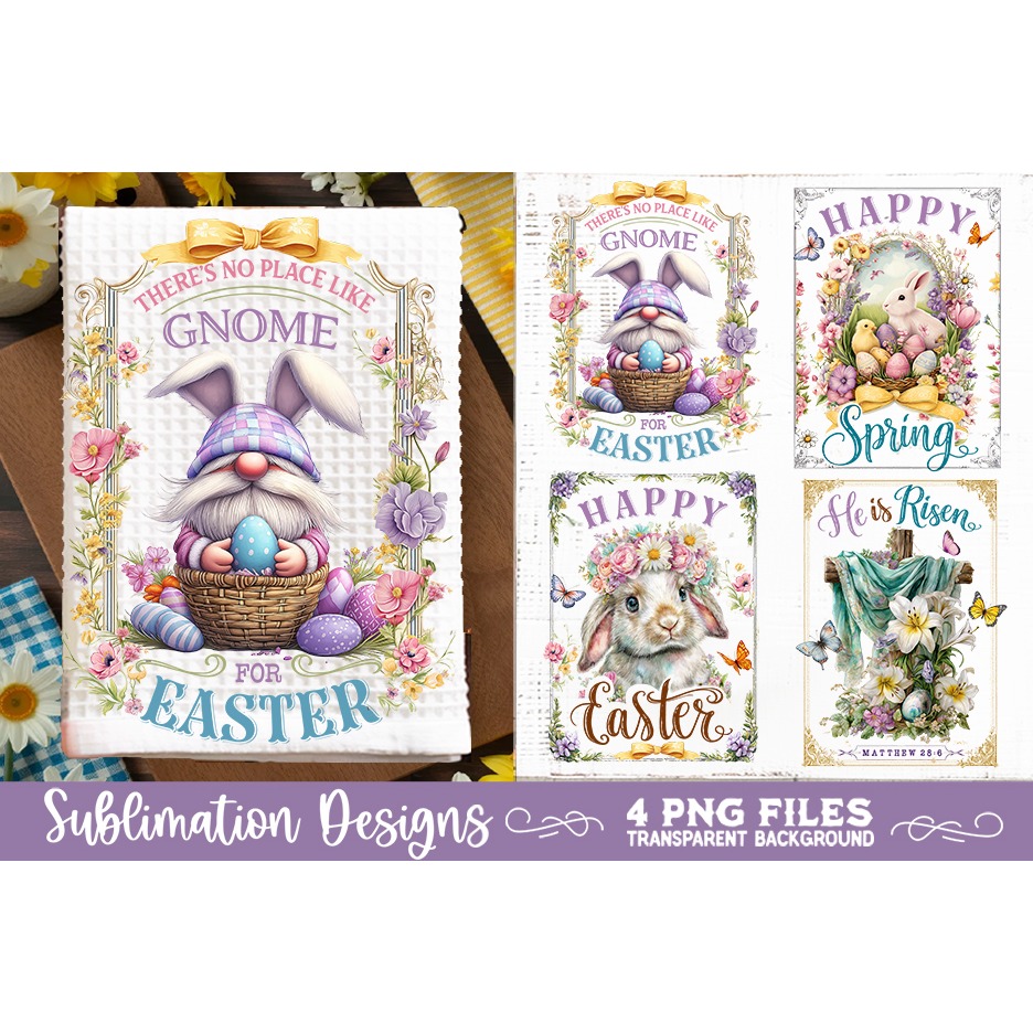 Easter Kitchen Towel 4 PNG Retro PNG Sublimation