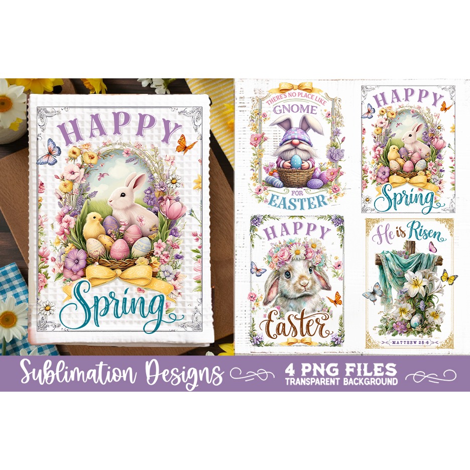 Easter Kitchen Towel 4 PNG Retro PNG Sublimation 2