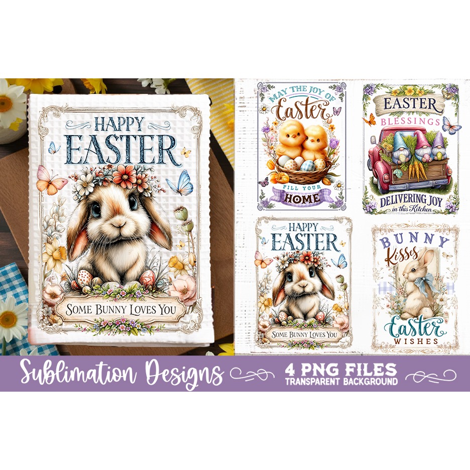 Easter Kitchen Towel 4 PNG Retro PNG Sublimation (2)