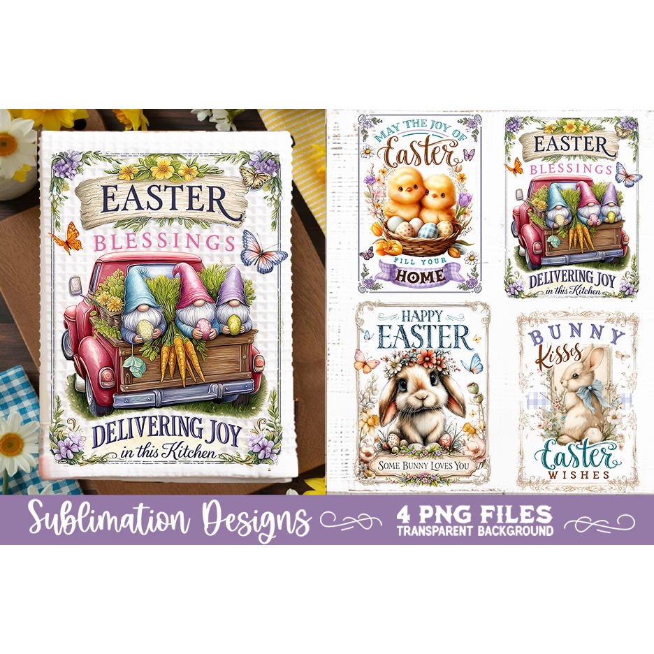Easter Kitchen Towel 4 PNG Retro PNG Sublimation (2) 2