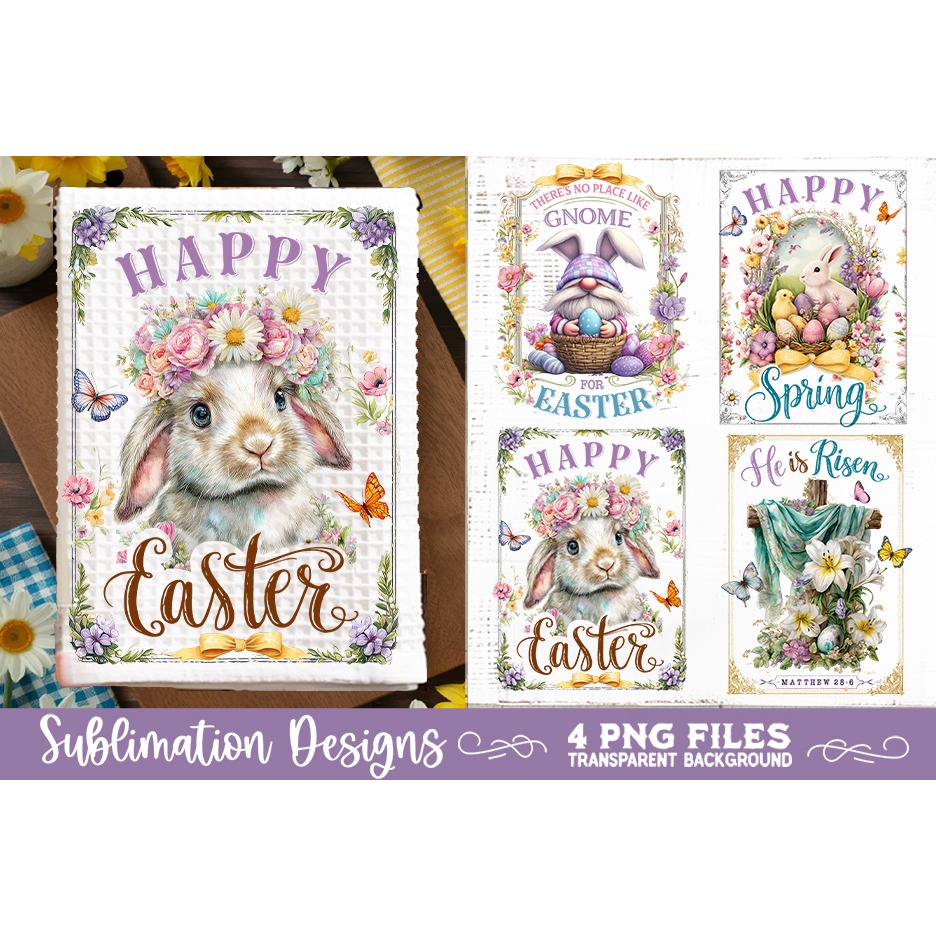 Easter Kitchen Towel 4 PNG Retro PNG Sublimation 3