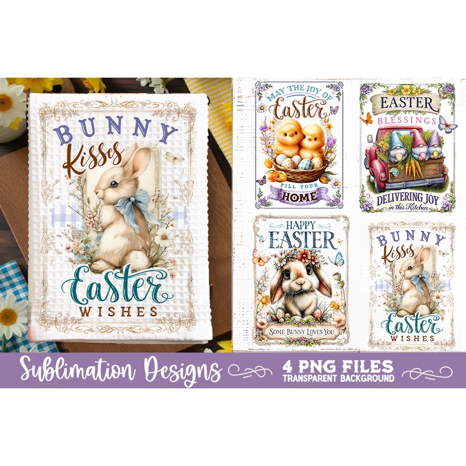 Easter Kitchen Towel 4 PNG Retro PNG Sublimation (2) 3