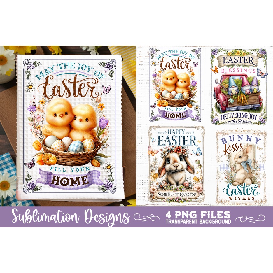 Easter Kitchen Towel 4 PNG Retro PNG Sublimation (2) 4