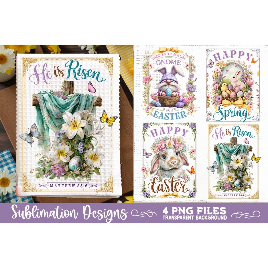 Easter Kitchen Towel 4 PNG Retro PNG Sublimation 4