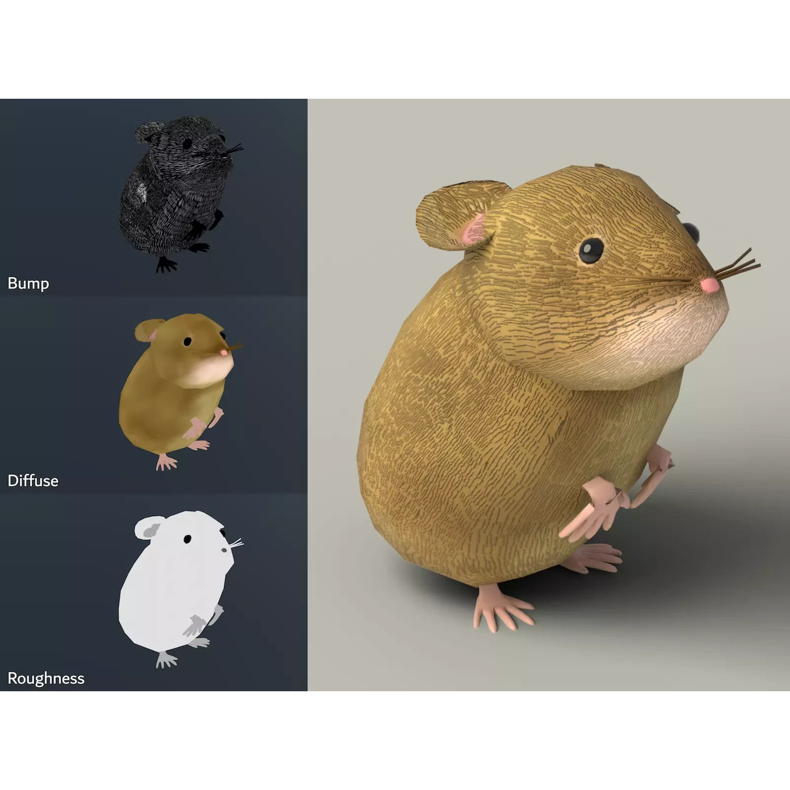 European Field Mouse Free low-poly 3D model