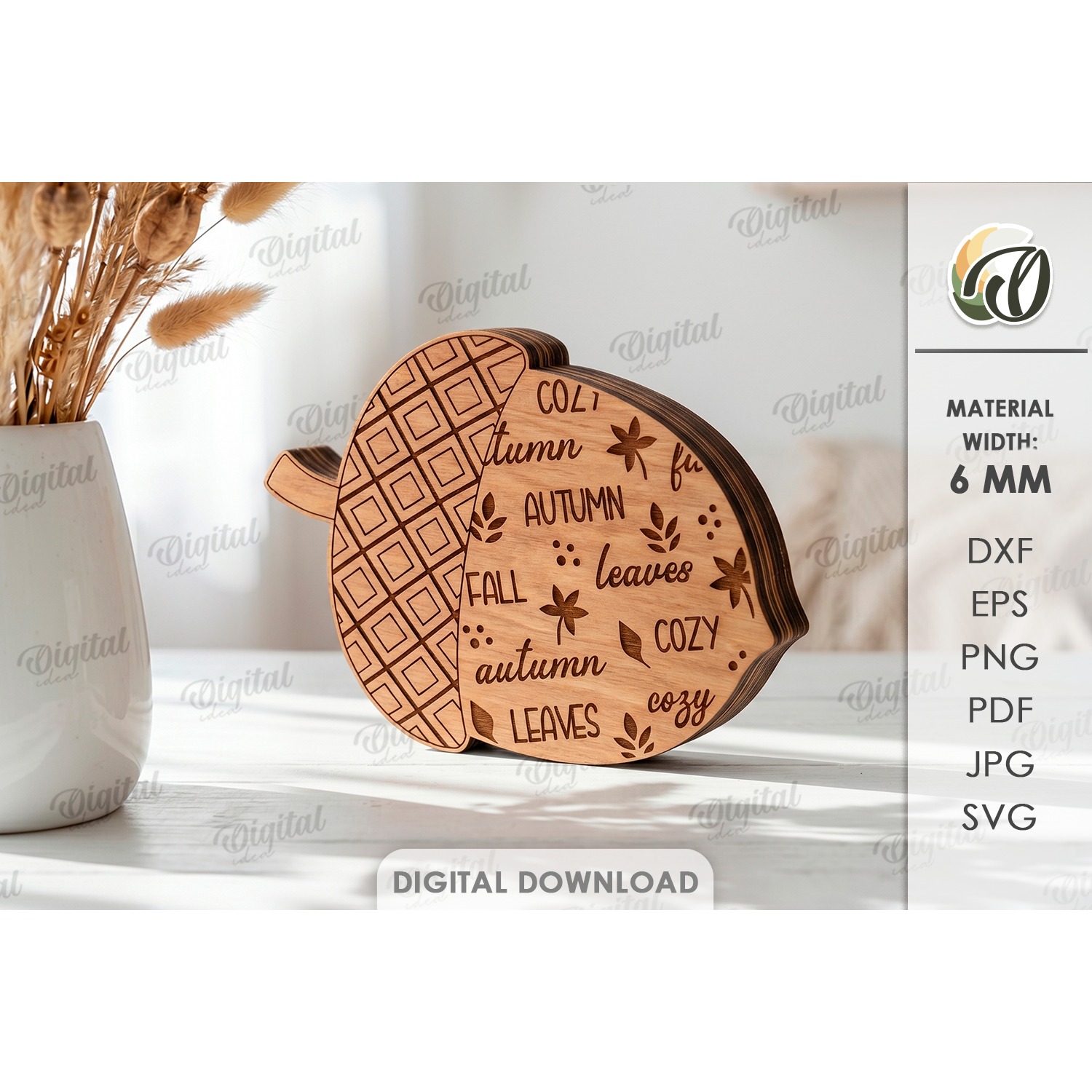Fall Acorn Stand Laser Cut. Standing Home Decor SVG