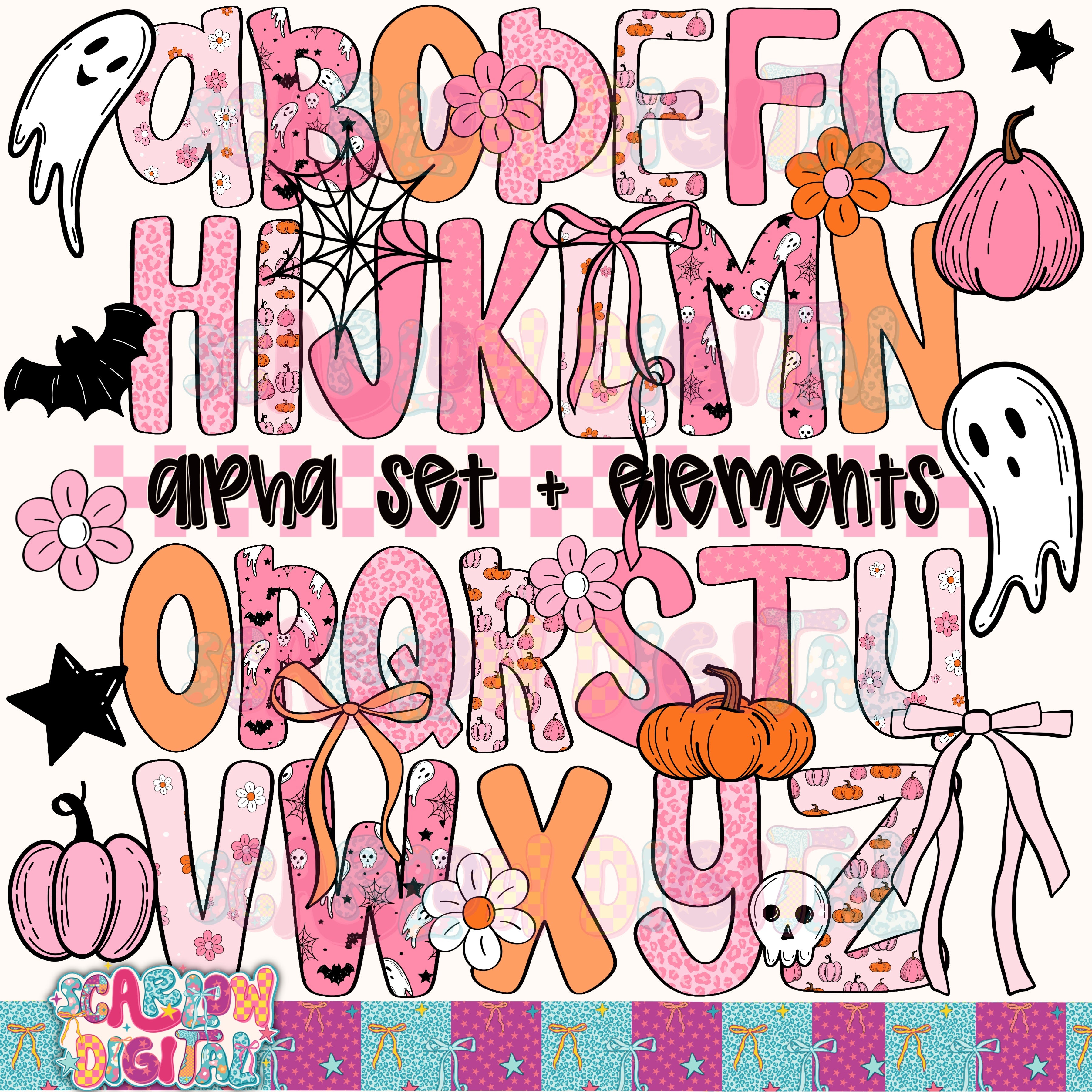 Fall Girly Alpha Set PNG Digital Design