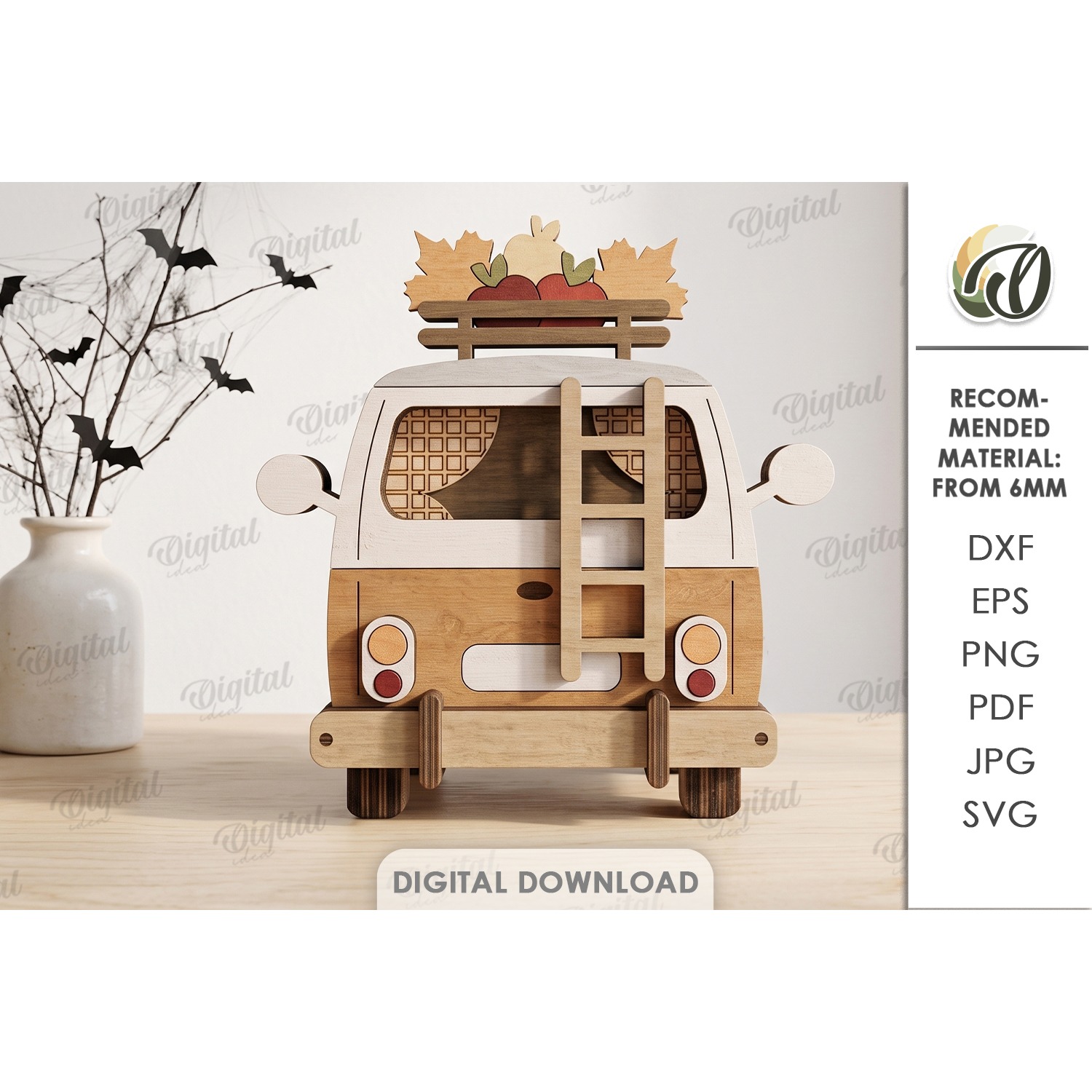 Fall Layered Car Laser Cut. Standing Decor SVG