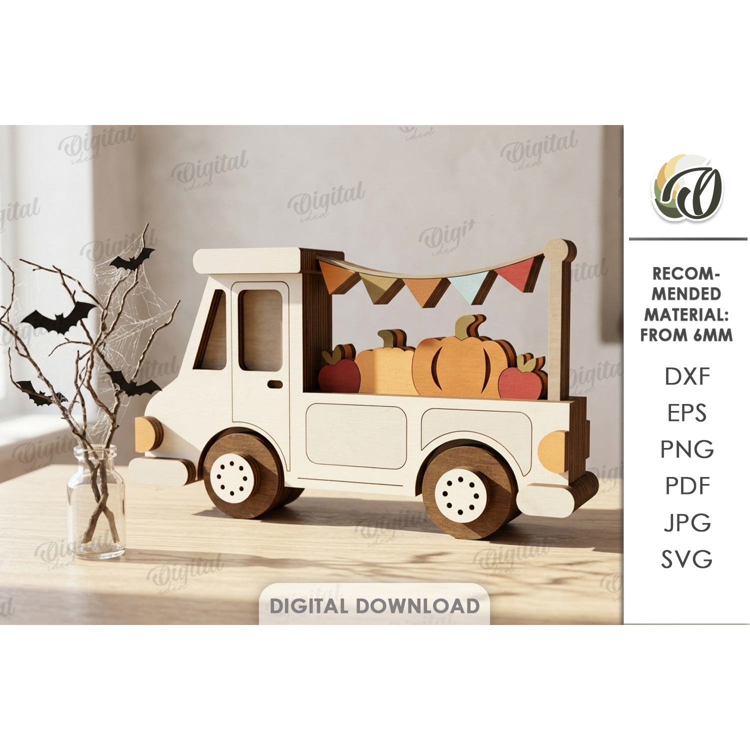 Fall Layered Car Laser Cut. Standing Decor SVG (5)