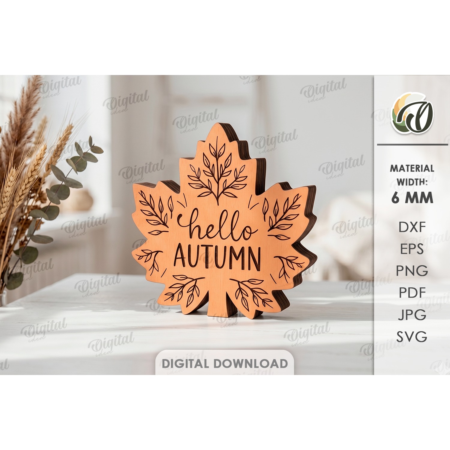 Fall Leaf Stand Laser Cut. Standing Home Decor SVG