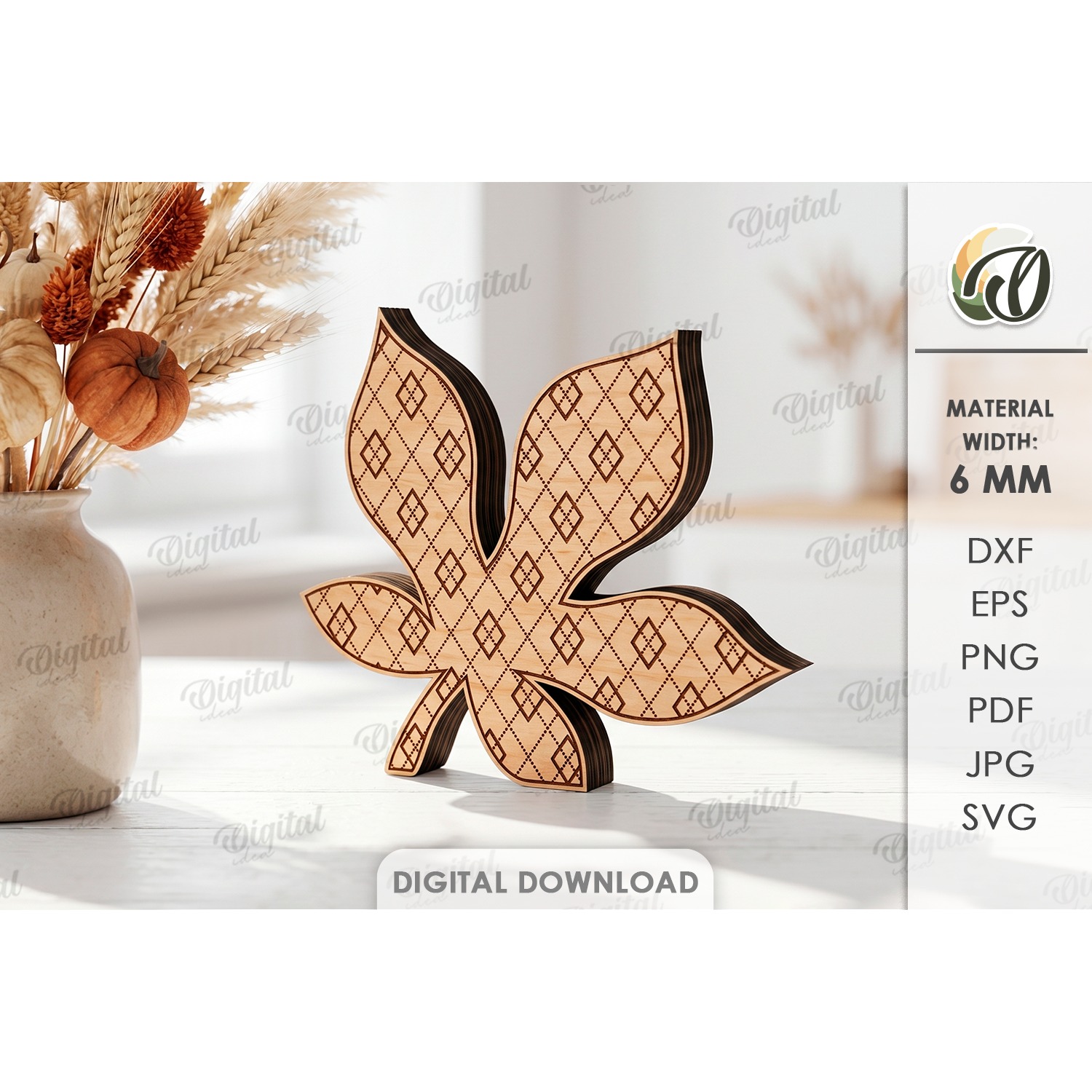 Fall Leaf Stand Laser Cut. Standing Home Decor SVG (2)