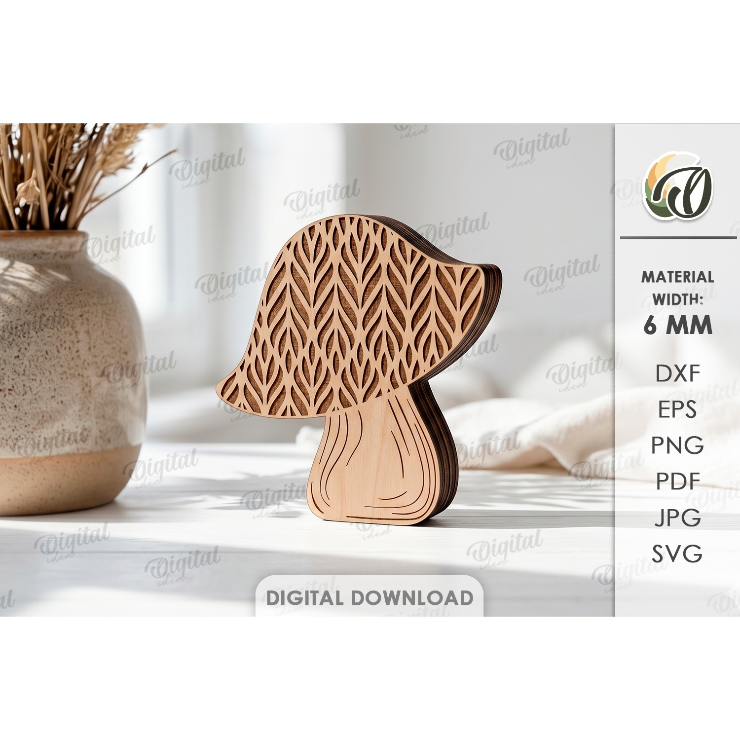 Fall Mushroom Stand Laser Cut. Standing Home Decor SVG