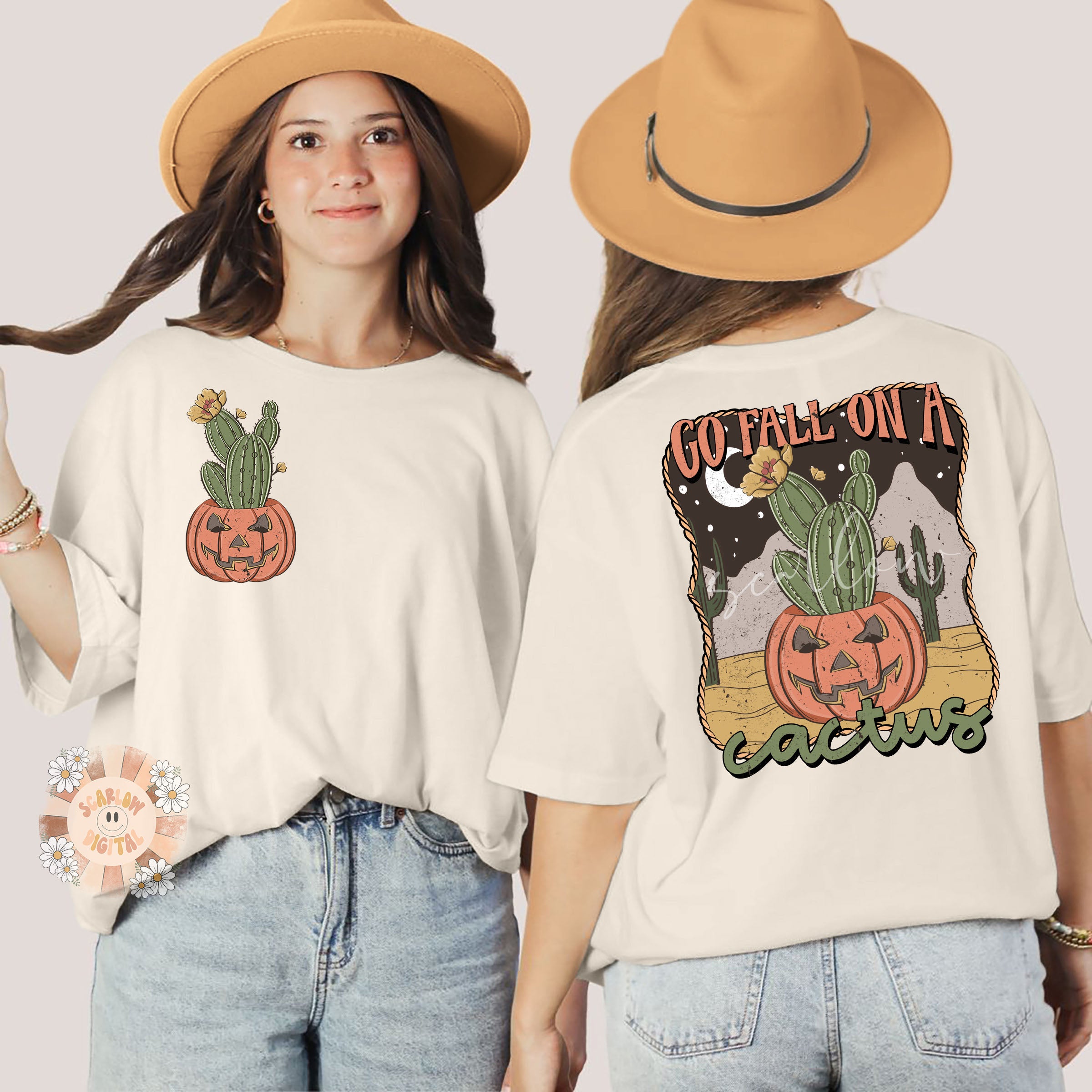 Fall on a Cactus Pocket and Back PNG Bundle-Pumpkin Sublimation Digital Design Download-front & back png, adult humor png, halloween png 2