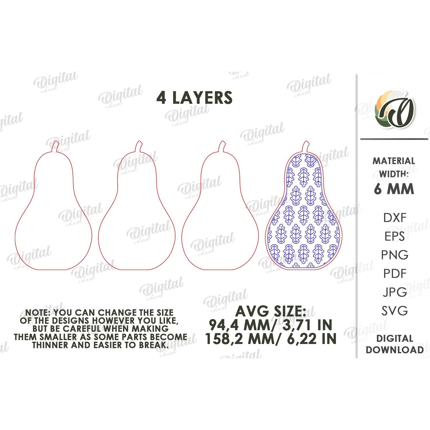 Fall Pear Stand Laser Cut. Standing Home Decor SVG 2