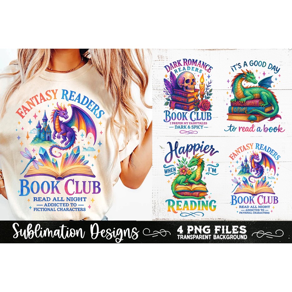 Fantasy Book Lovers Designs PNG Sublimation Dragons (2)