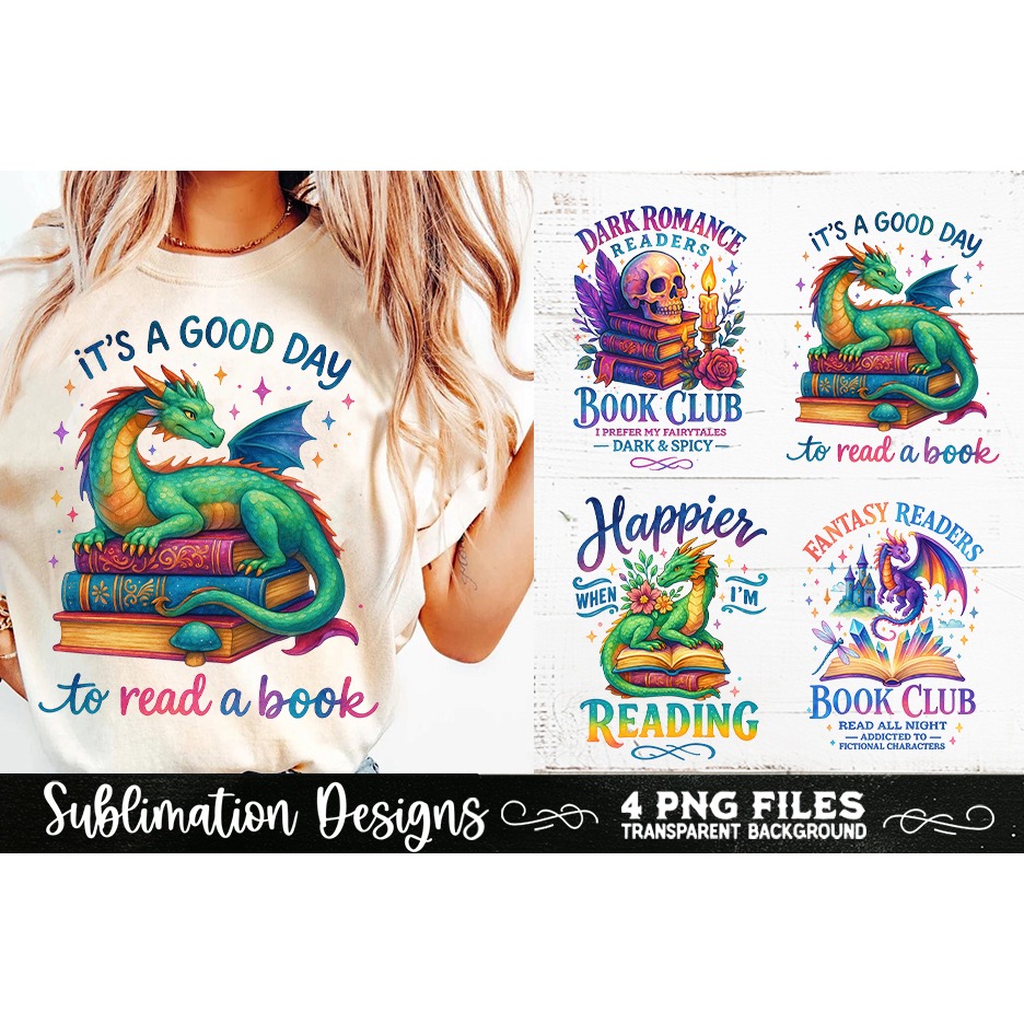 Fantasy Book Lovers Designs PNG Sublimation Dragons (2) 3