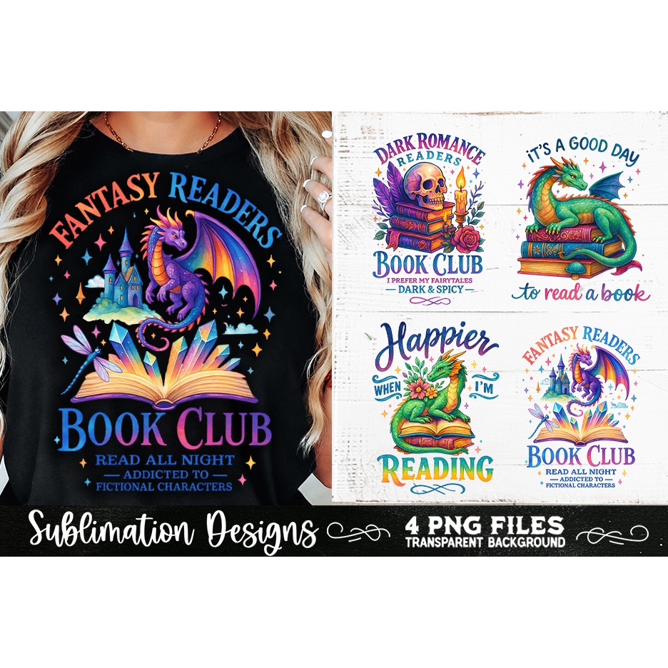 Fantasy Book Lovers Designs PNG Sublimation Dragons (2) 4