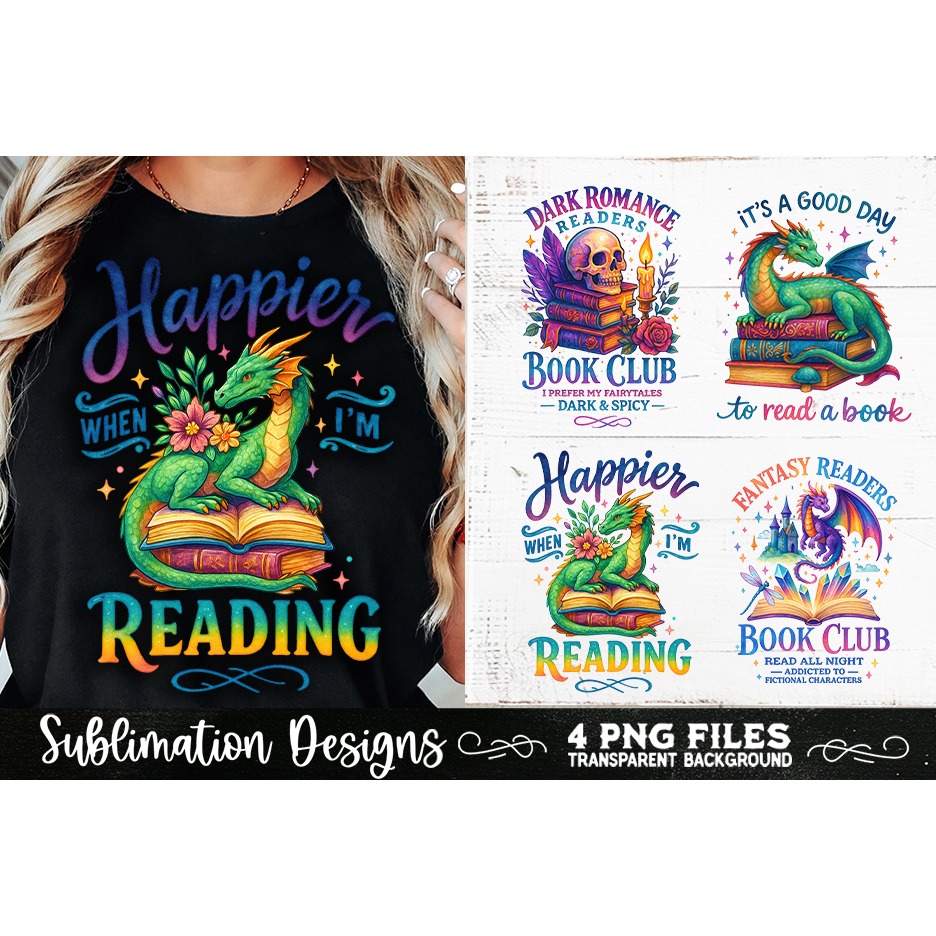 Fantasy Book Lovers Designs PNG Sublimation Dragons (2) 6