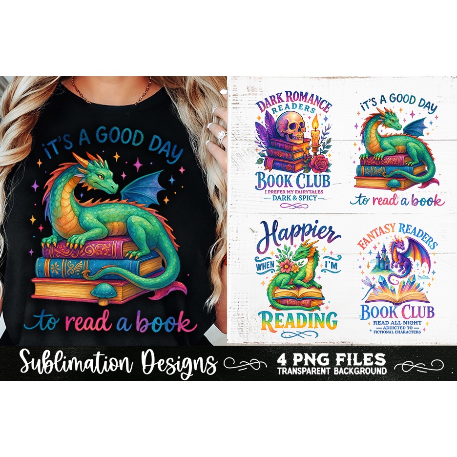 Fantasy Book Lovers Designs PNG Sublimation Dragons (2) 7