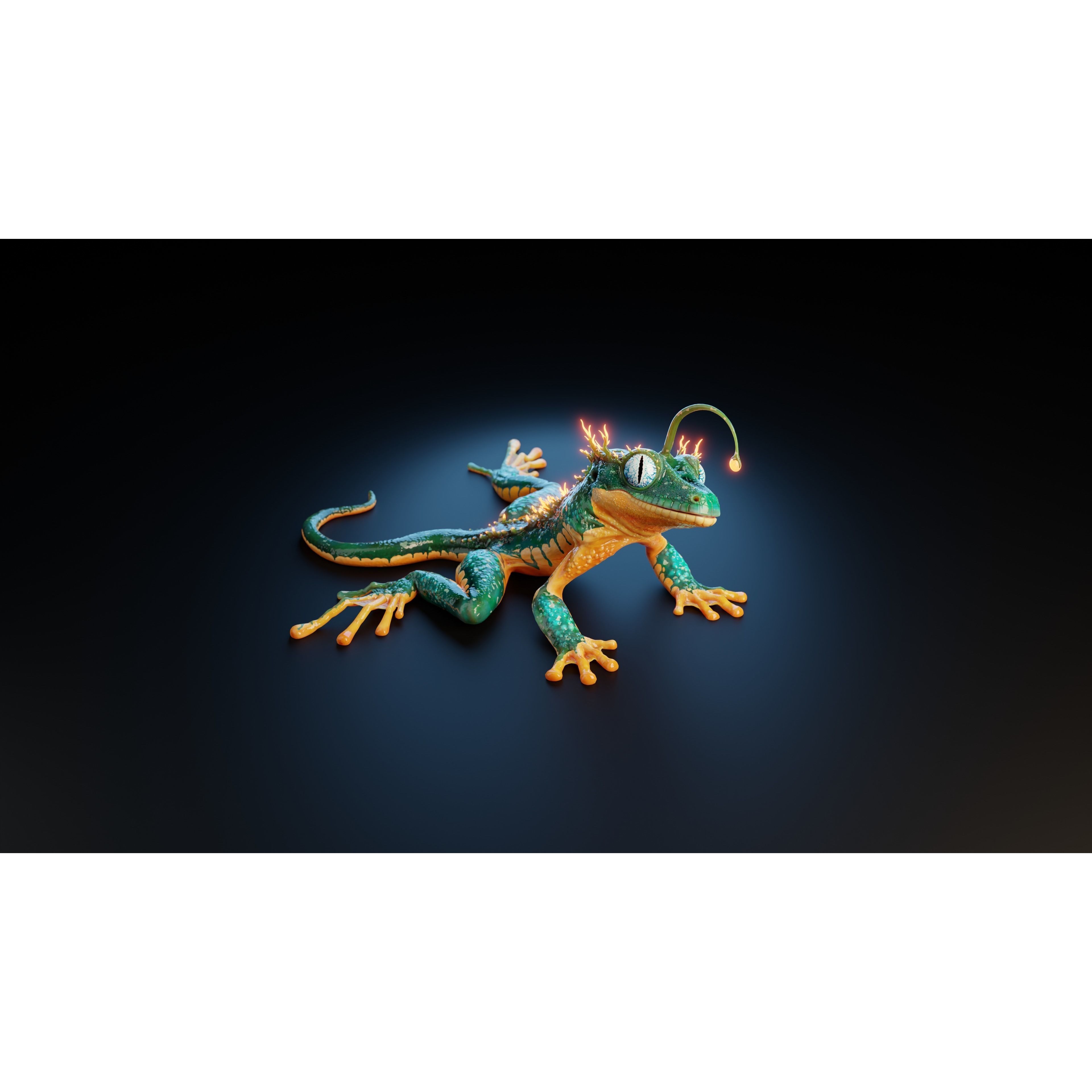 Fantasy Reptile rigged x6 color variatios Low-poly 3D model