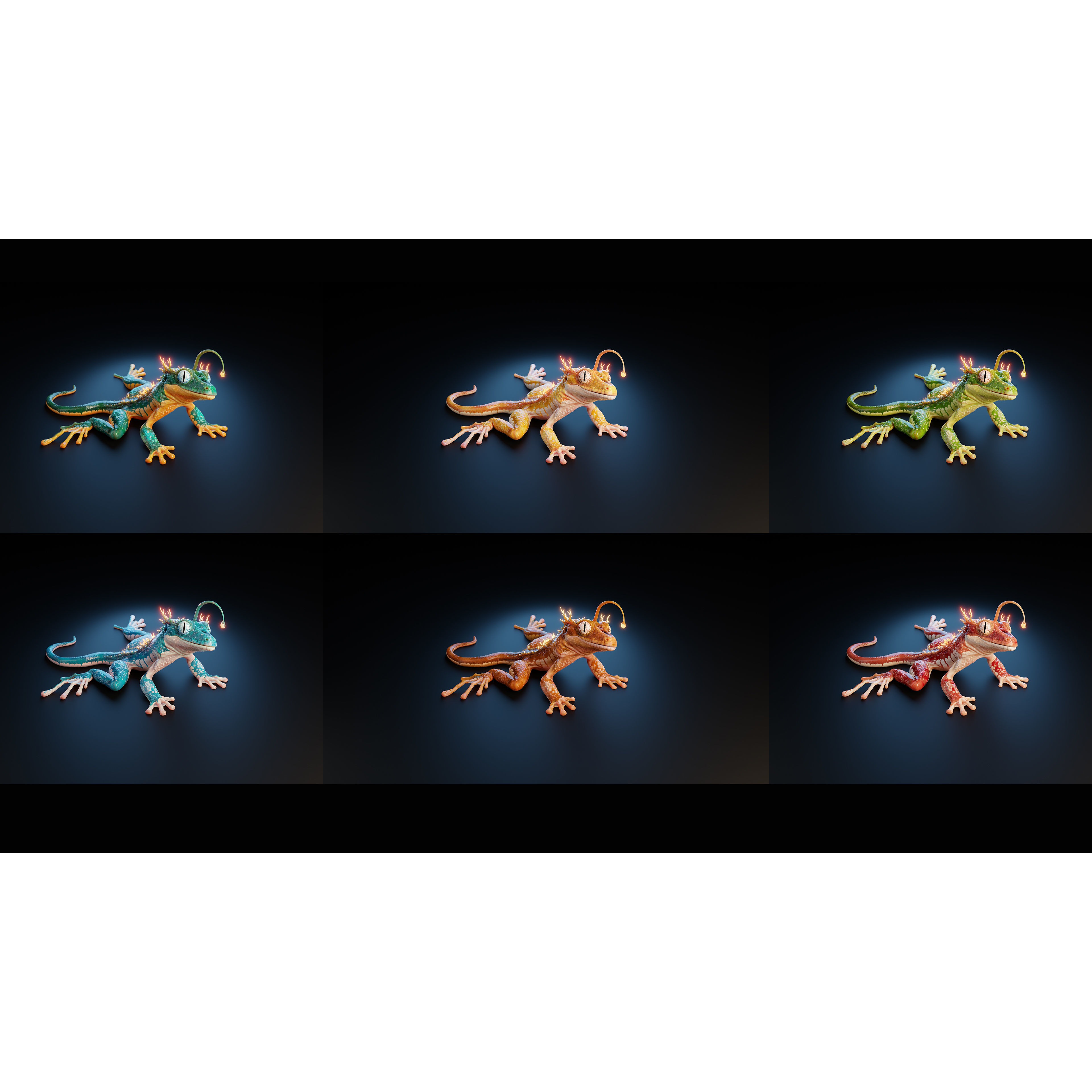 Fantasy Reptile rigged x6 color variatios Low-poly 3D model 2