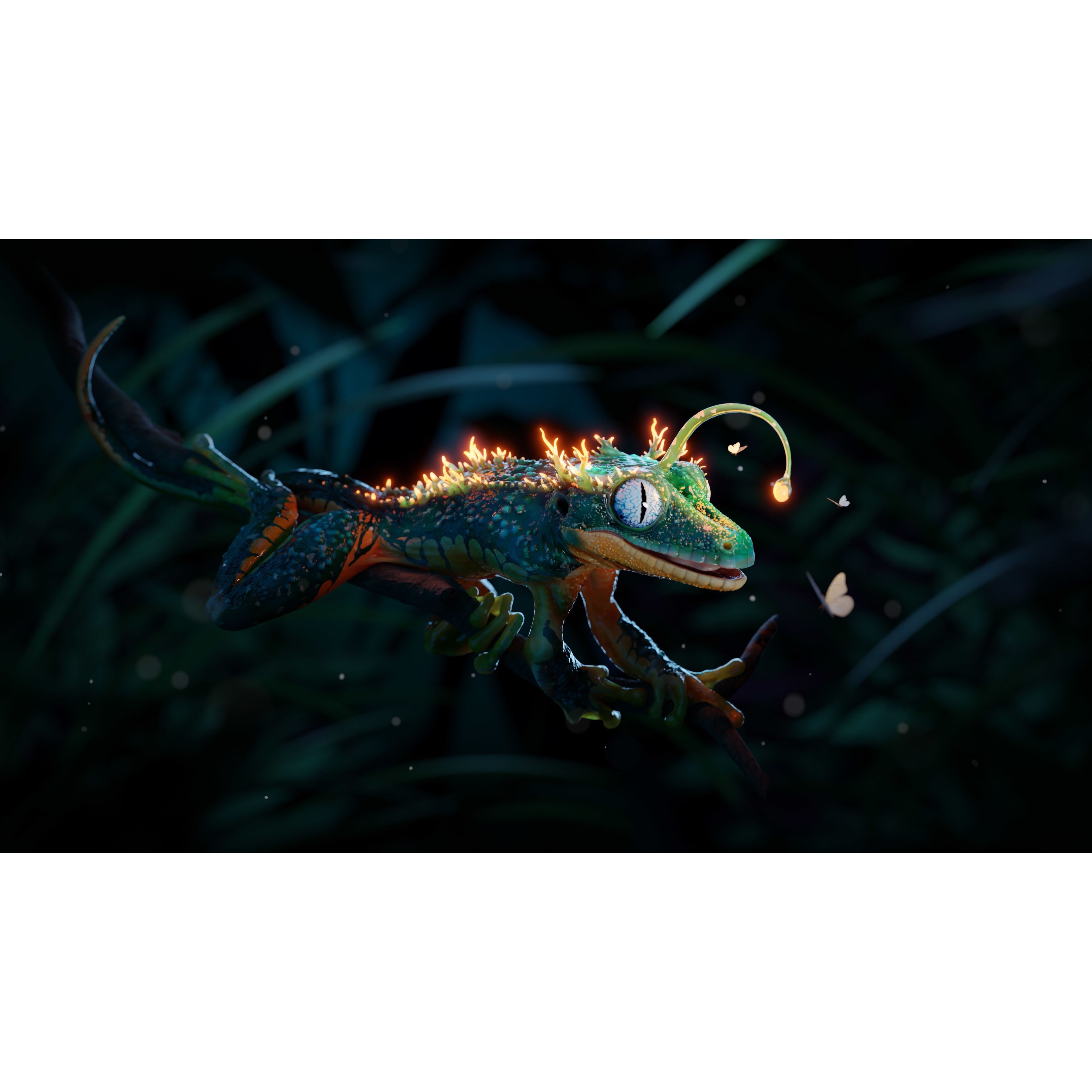 Fantasy Reptile rigged x6 color variatios Low-poly 3D model 4