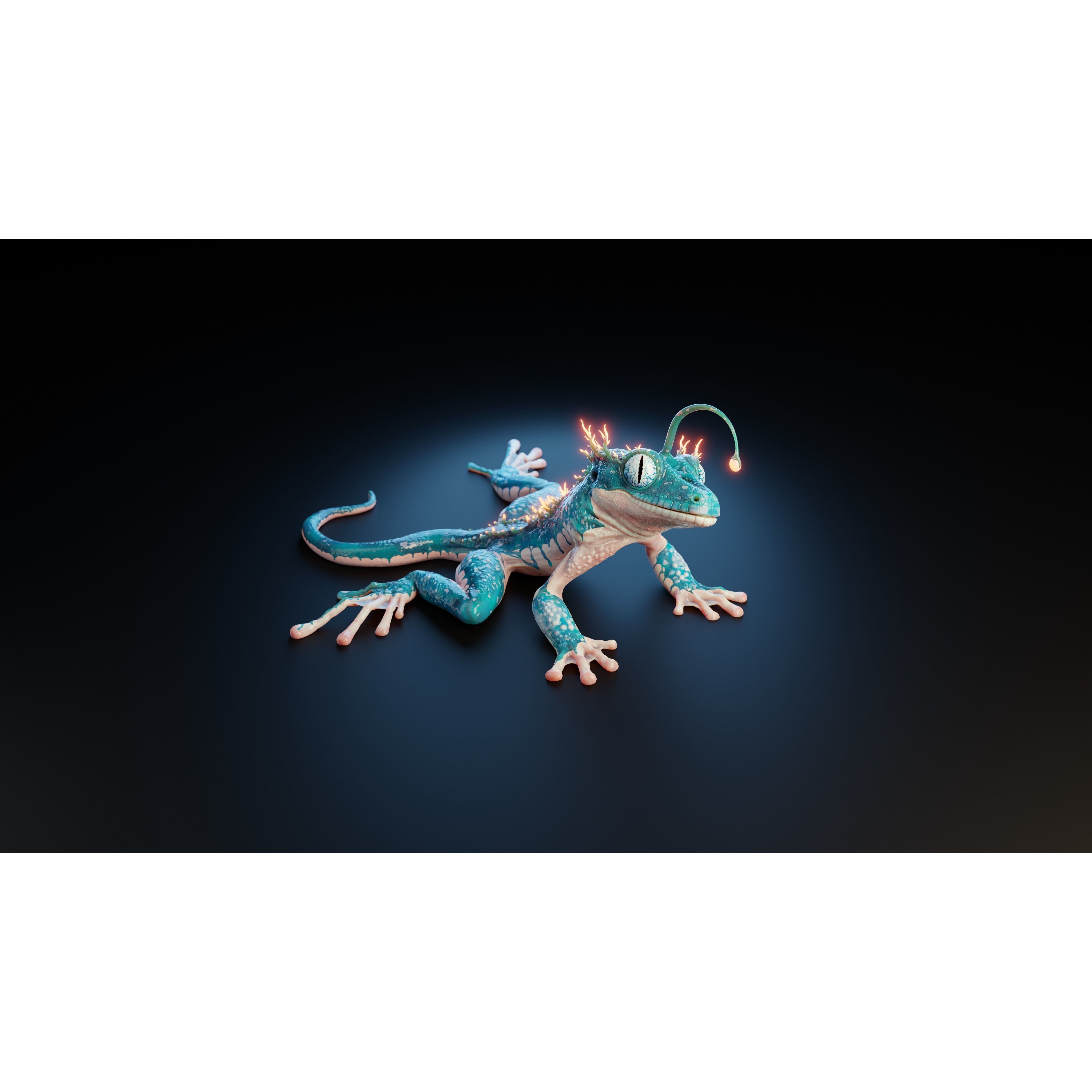 Fantasy Reptile rigged x6 color variatios Low-poly 3D model 8