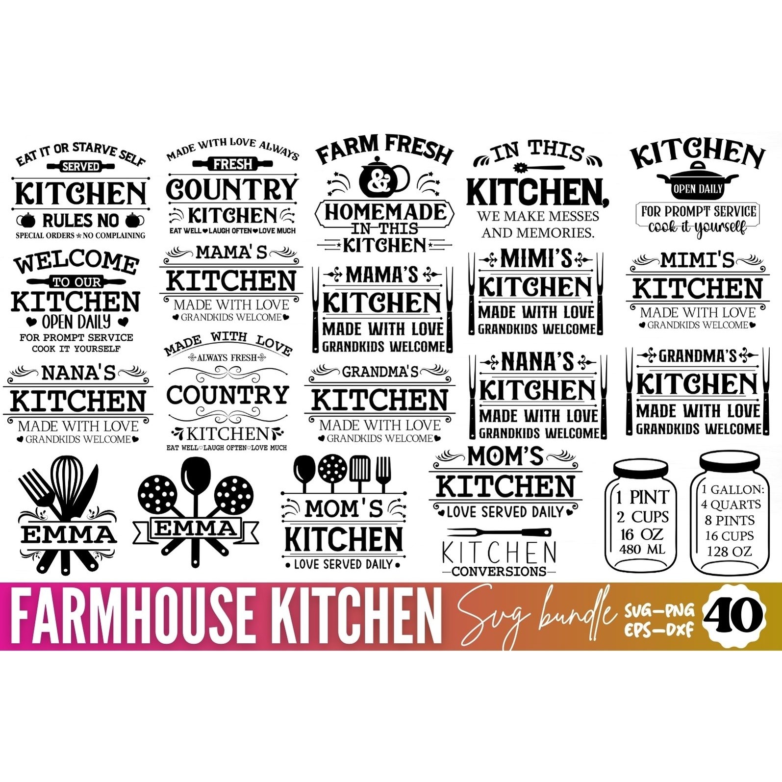 Farmhouse Kitchen SVG bundle