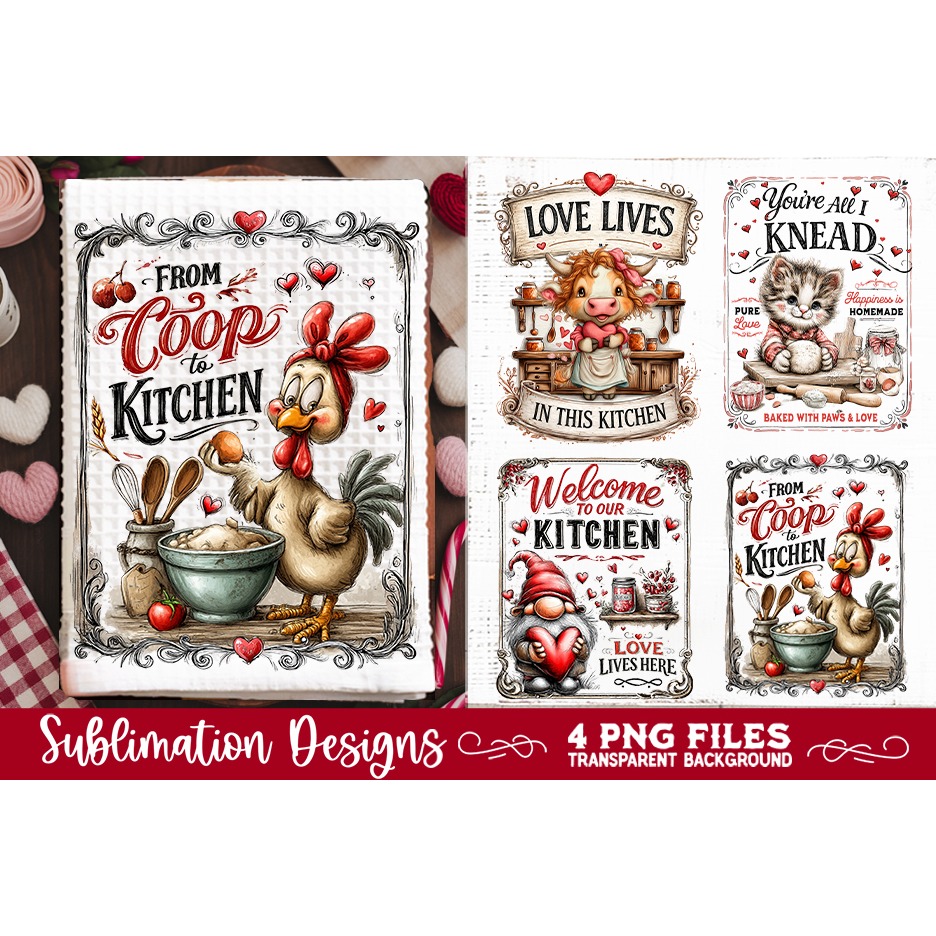Farmhouse Love Kitchen Towel 4 PNG Retro PNG Sublimation