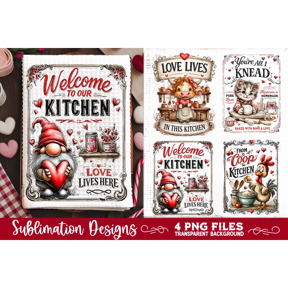Farmhouse Love Kitchen Towel 4 PNG Retro PNG Sublimation 2