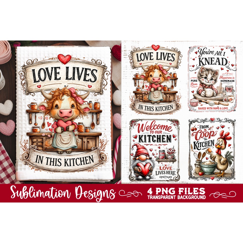 Farmhouse Love Kitchen Towel 4 PNG Retro PNG Sublimation 3