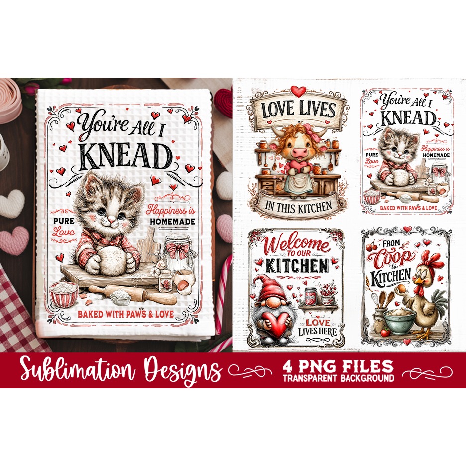 Farmhouse Love Kitchen Towel 4 PNG Retro PNG Sublimation 4