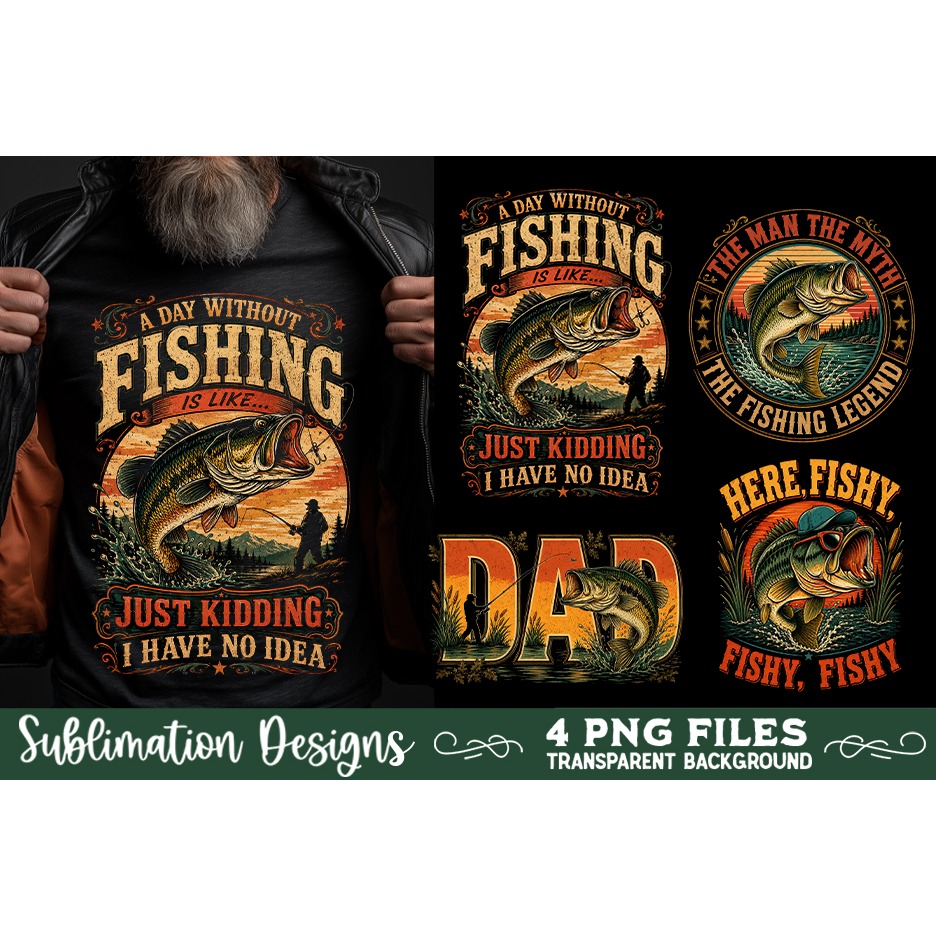 Fishing sublimation PNG, 4 Fishing PNG, Father's day PNG