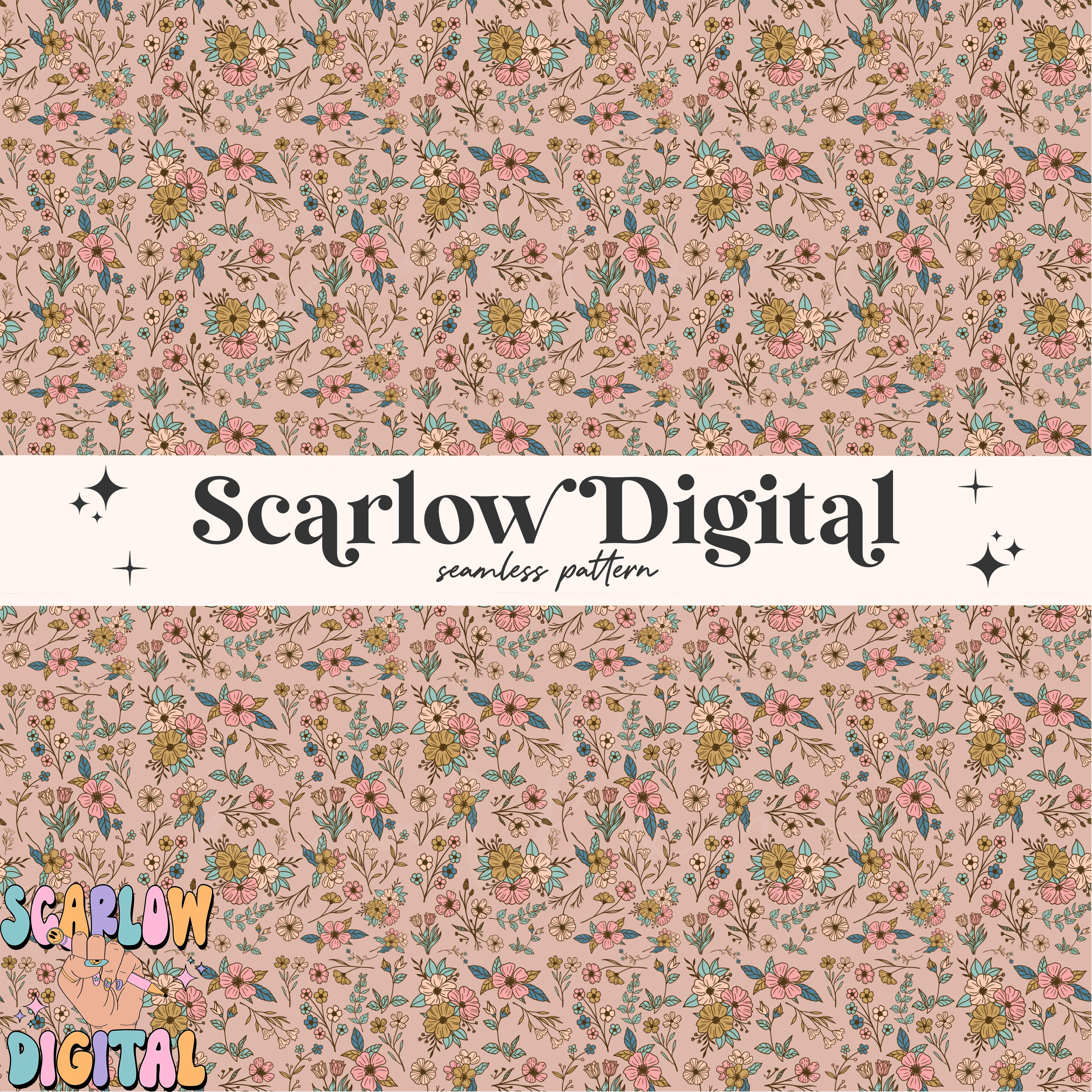 Floral Seamless Pattern Digital Design Download, vintage seamless pattern, easter seamless pattern, spring seamless, flower digital paper 3