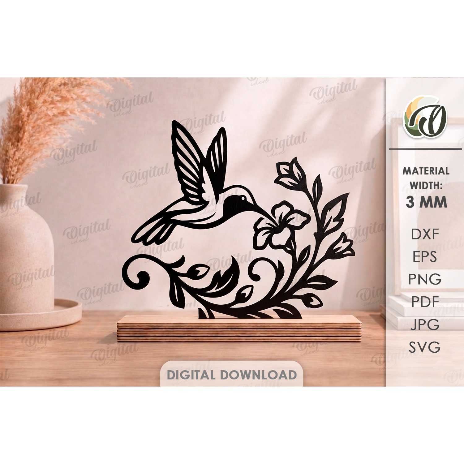 Floral Stand Decor Laser Cut. Standing Home Decor. Bird SVG