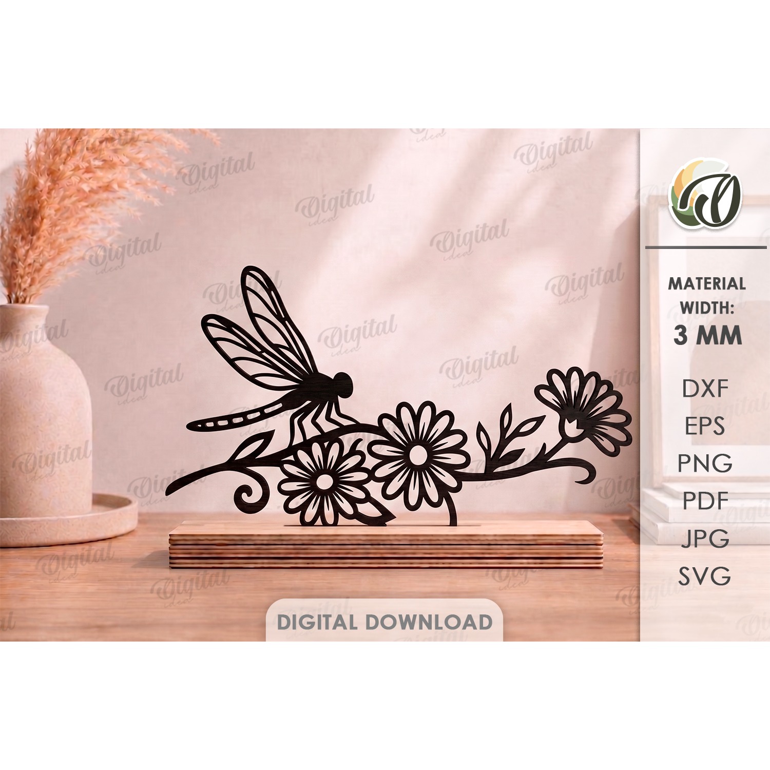 Floral Stand Decor Laser Cut. Standing Home Decor SVG (4)