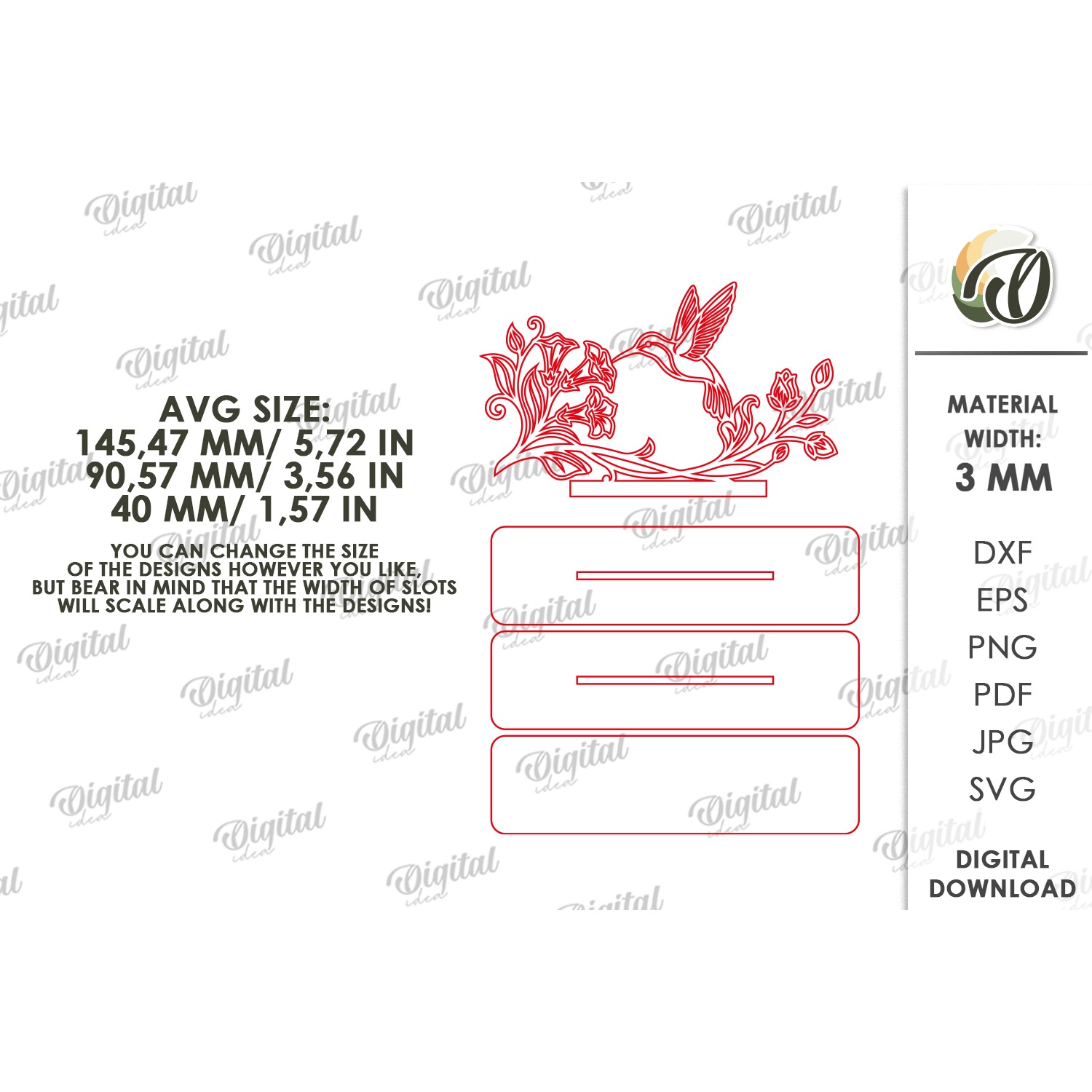 Floral Stand Decor Laser Cut. Table Decor. Hummingbird SVG (2) 2
