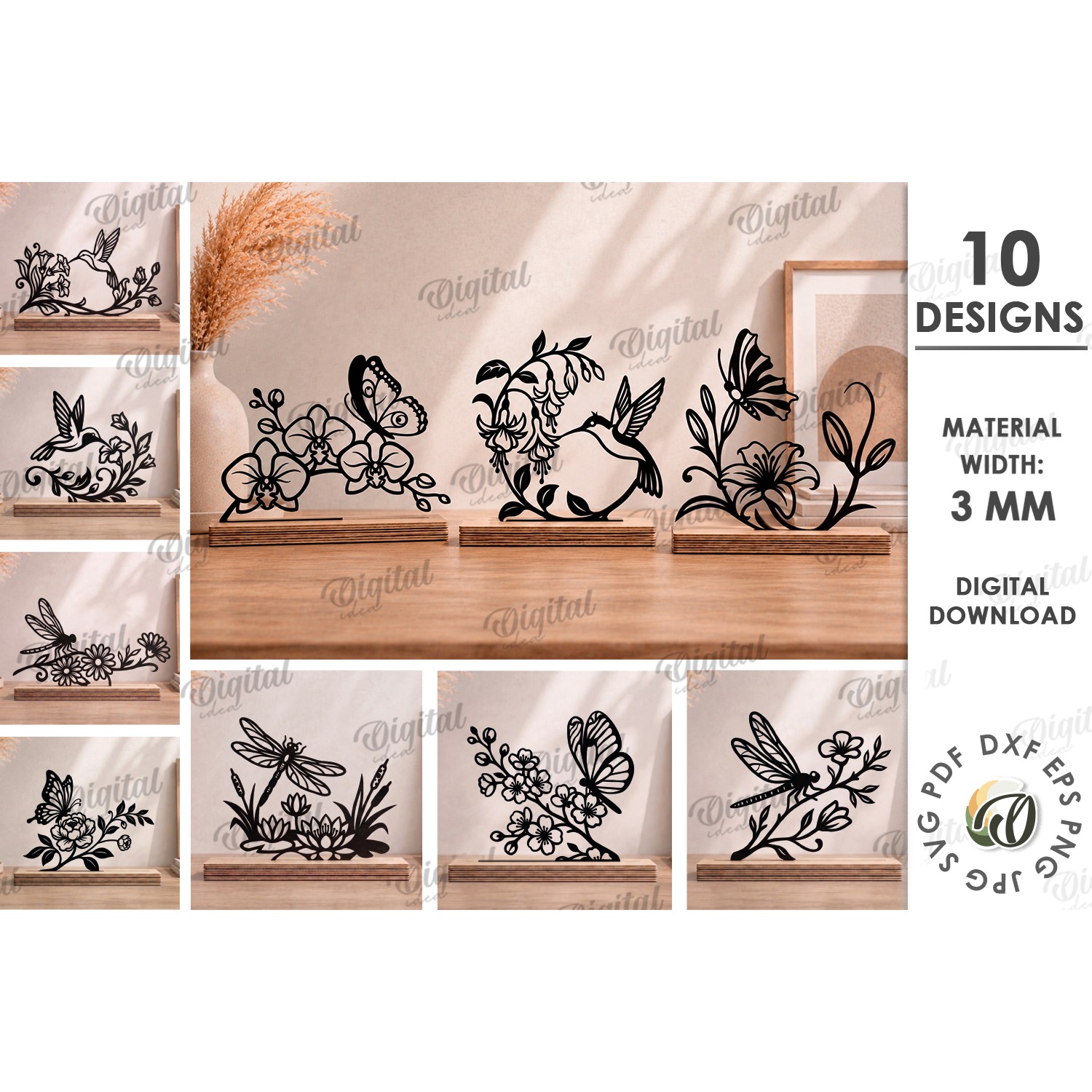 Floral Stand Decors Budle Laser Cut. Standing Home Decor SVG