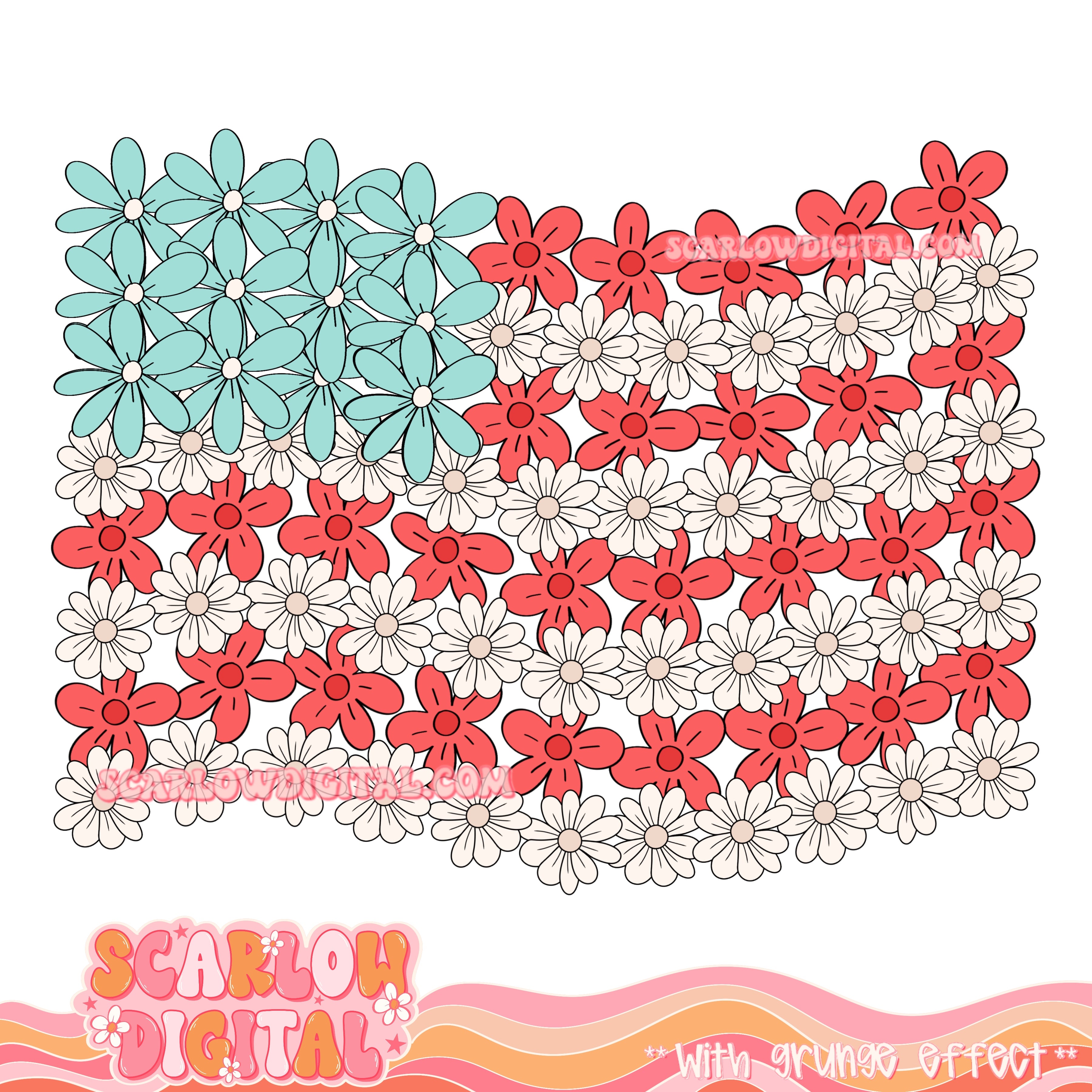 Flower Flag PNG Digital Design