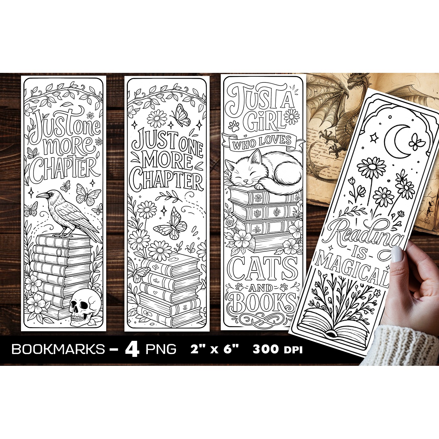 Flowers and books coloring bookmark, flowers bookmarks (12)