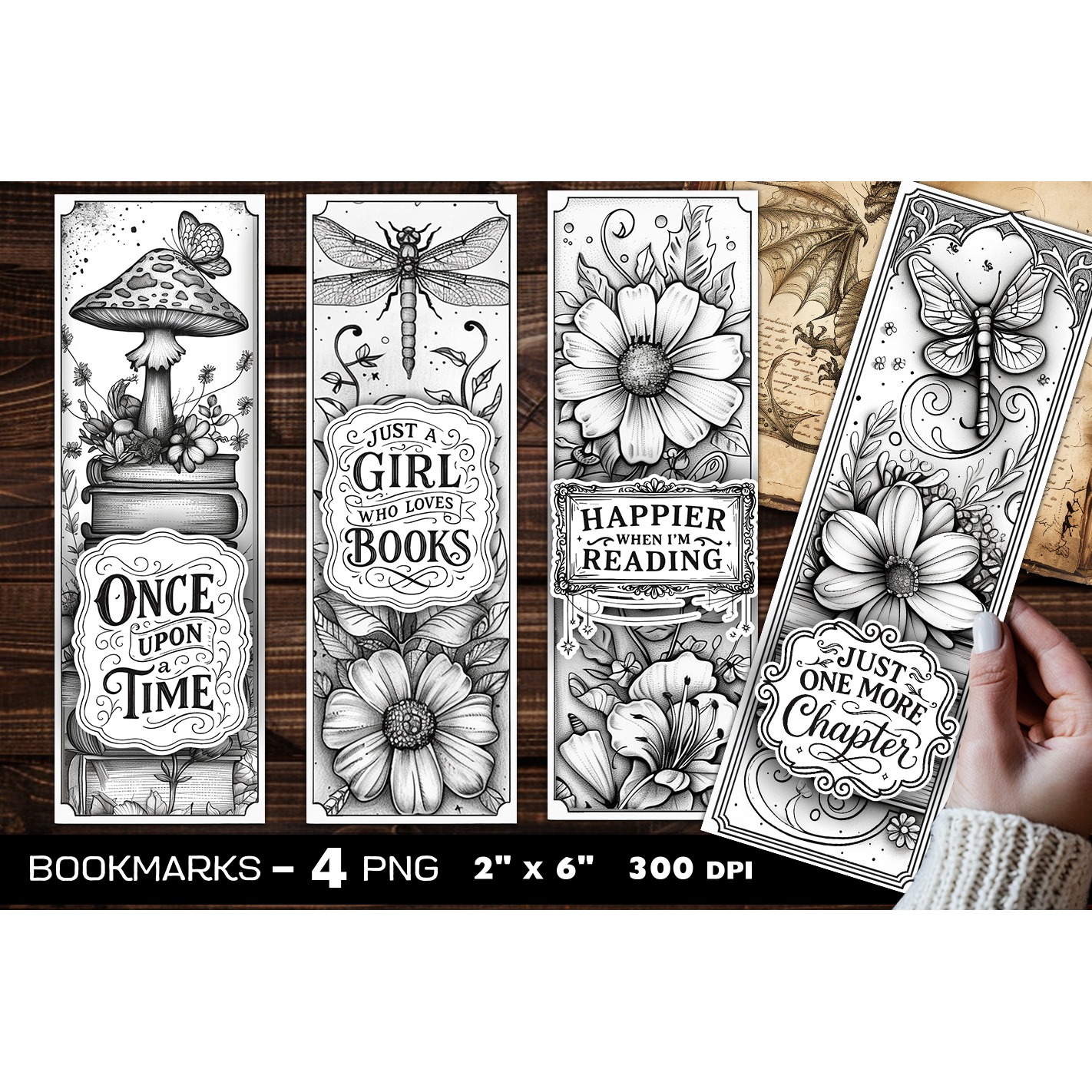 Flowers coloring bookmark, flowers coloring page bookmark (2)